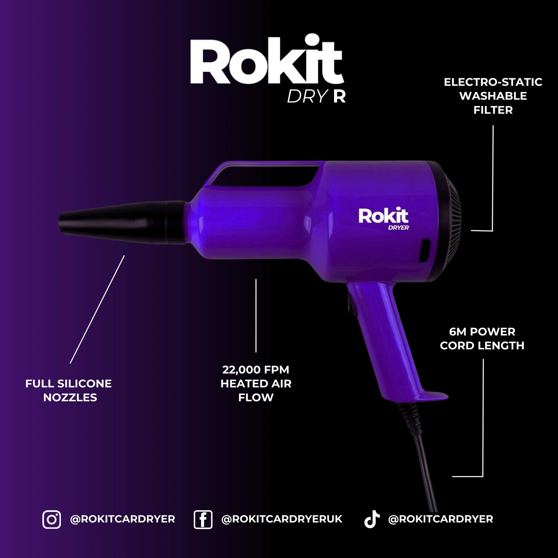 Rokit Dry R Handheld Forced Air Vehicle Dryer - Infinity Wax